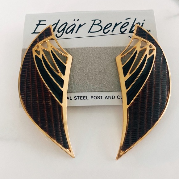 Edgar Berebi Jewelry Edgar Berebi Gold Enamel Snake Wing Vintage 8s